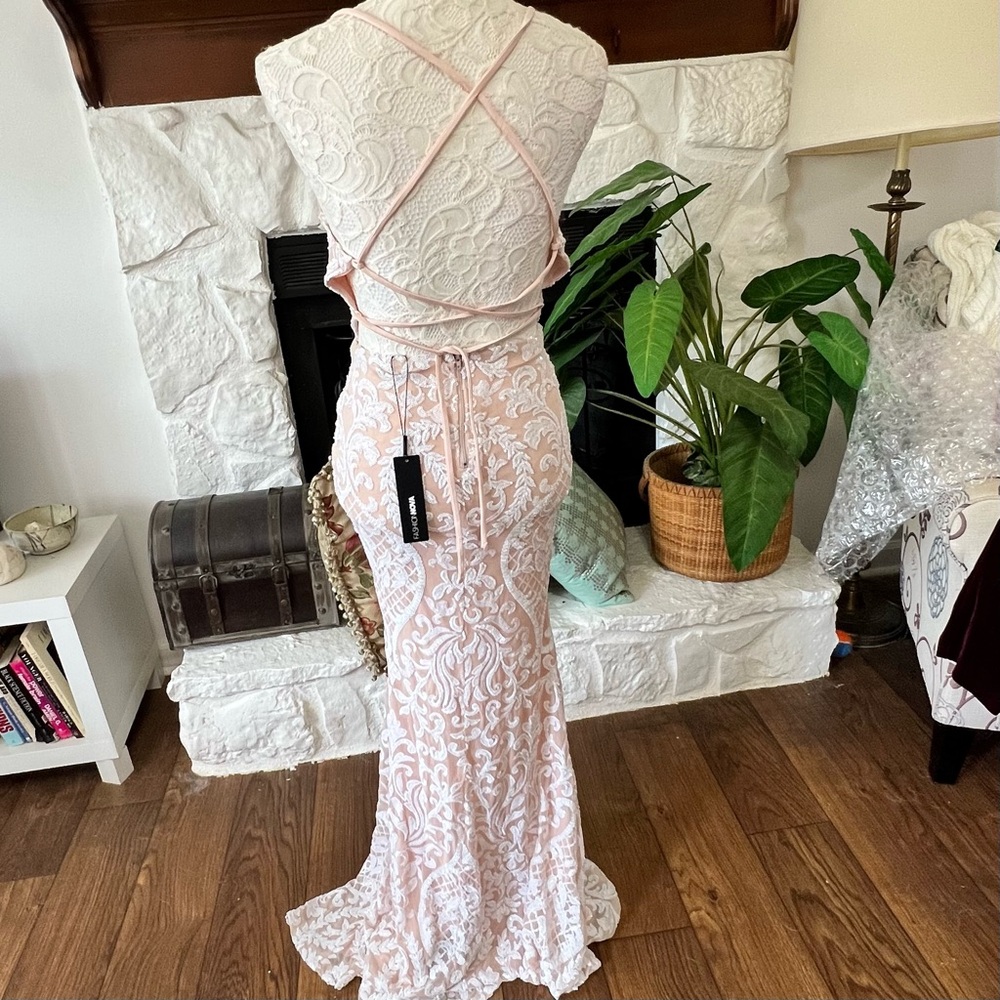 Fashion Nova Sequined Evening Gown Prom Dress Size Small NWT - Picture 6 of 11